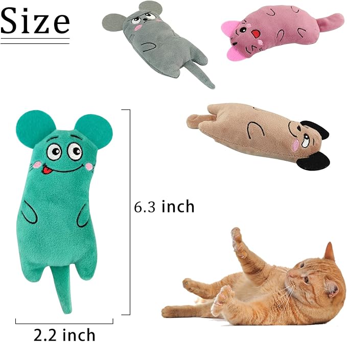 Andiker 4 Pack Catnip Toys for Indoor Cats,Mice Toy Cat Teething Chew Toys for Kittens and Cat Adults Plush Toy