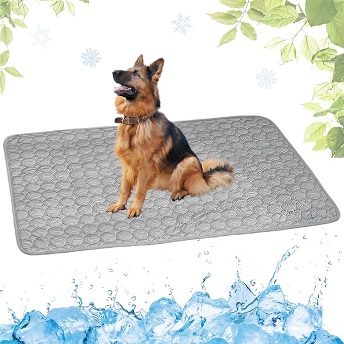Dog Cooling Mat Washable, Portable Summer Dog Pad, Water-Absorbent Pet Cooling Pad, Ice Silk Self-Cooling Mat for Dog for Kennel/Sofa/Bed/Floor/Car Seats(Grey,27x39in)