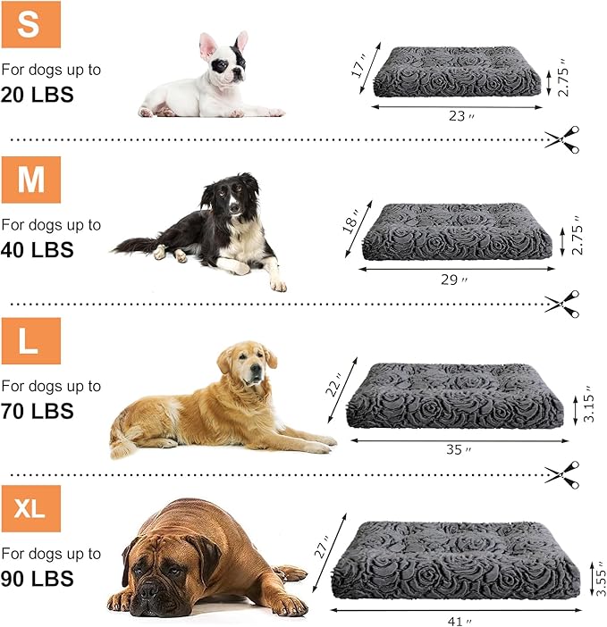 2 in 1 Dog Bed Crate Pad Mat Washable Reversible (Cool & Warm) Soft Fluffy Pet Kennel Beds for Large Medium Small Puppy Cat Sleeping Mattress Machine Wash Dog Cooling Mats (Dot Dark Grey, 35" 23")