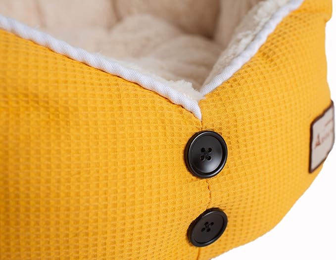 Armarkat Cat Bed Model C75HMB/MH Gold Waffle Texture Poly Blend and White, 22 x 18 x 14