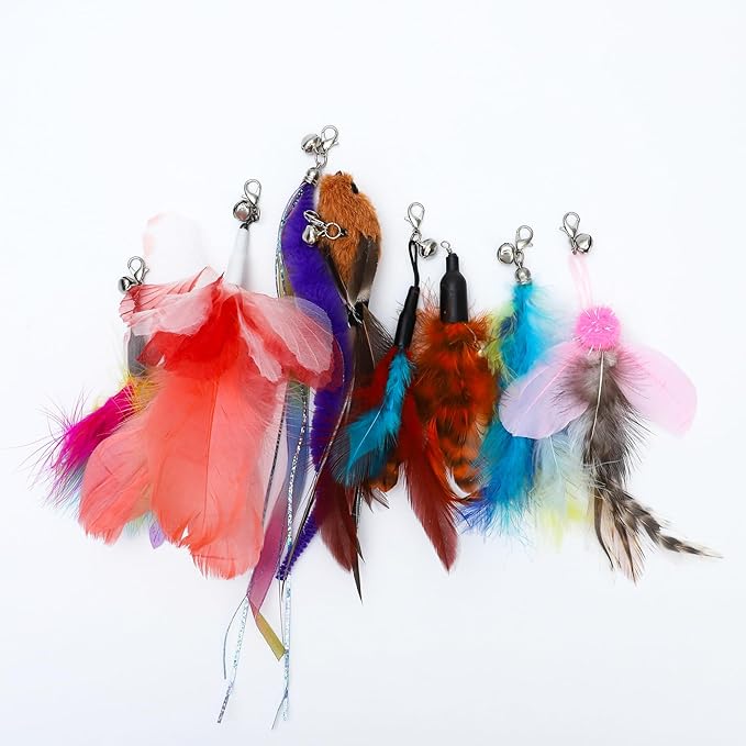 8 Pieces Cat Feather Toys Replacement Cat Toy Wand Refills Cat Toy Replacement Natural Bird Feathers for Cat Toys