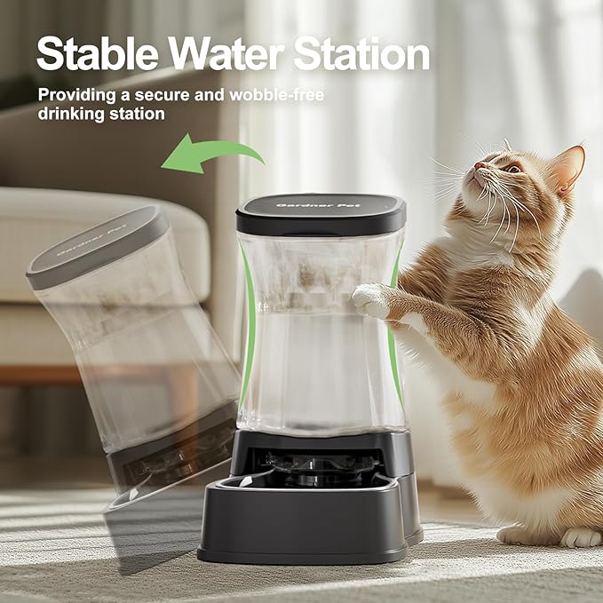 Automatic Gravity Water Dispenser for Dogs, 1Gallon Stainless Steel Dog and Cat Water Bowl Dispenser, Dog Water Fountain Dispenser for Small&Medium Dogs, Cats, Puppies(Black)