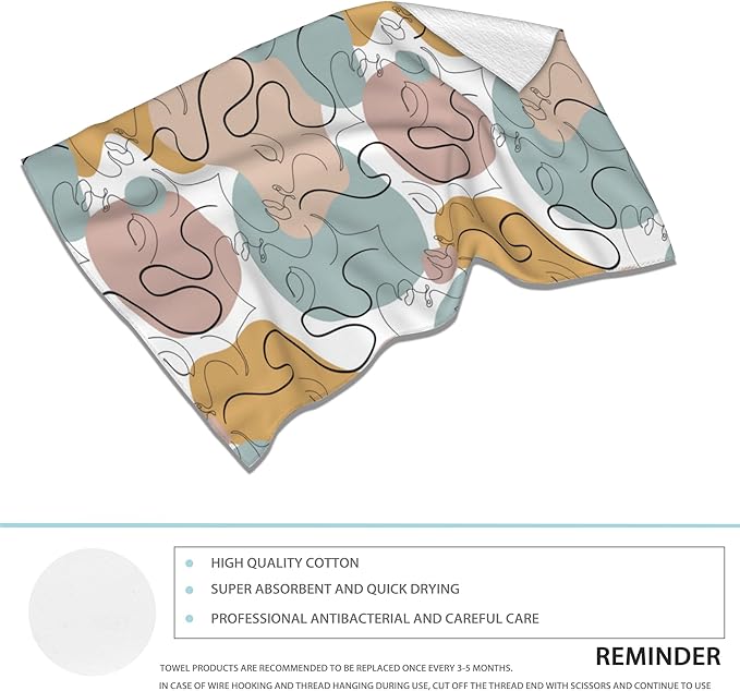 2 Pack Hand Bath Towel,Modern Abstract Line Art Fingertip Towel Bathtub Decorative Bath Towel Bathroom Kitchen Towel Set Highly Absorbent SPA Gym Towels 14x28 Inch