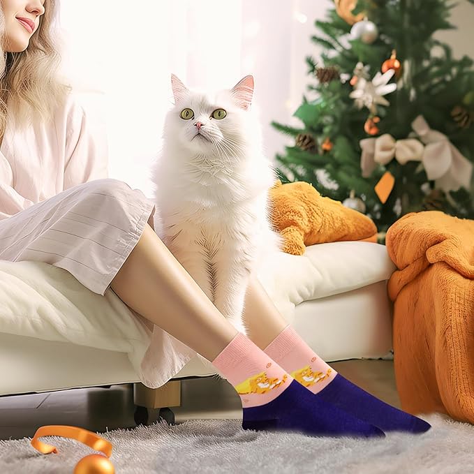 AGRIMONY Women's Cat Socks Cute Animal Socks Dog Valentines Easter Fun Gifts for Women