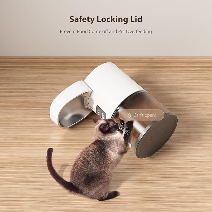 Automatic Cat Feeders, 3L Timed Cat Dry Food Dispenser, Dual Power Supply, Programmable Portion Size, 1-6 Meals Per Day, Auto Pet Feeder for Cats and Small Dogs