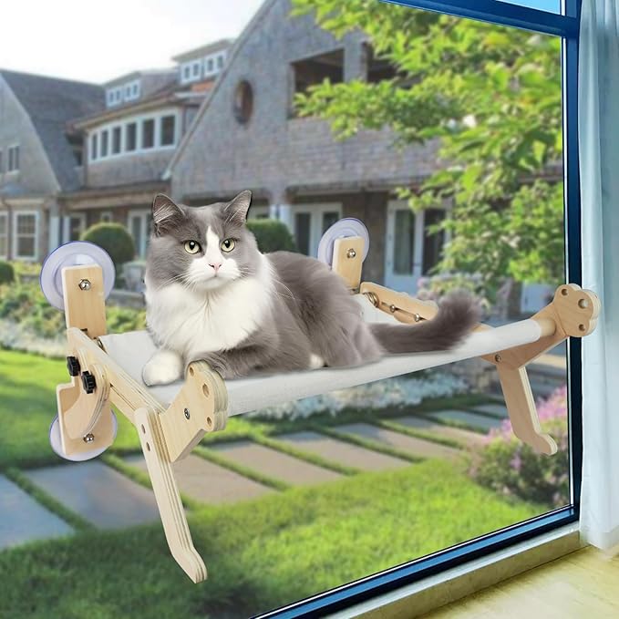 3 in 1 Cat Perch Cat Window Perch Adjustable Cat Window Hammock for Indoor Free-Standing Large Cat Sleeping Bed Seat Shelves for Windowsill Bedside Drawer and Cabinet Holds Up to 40 lbs