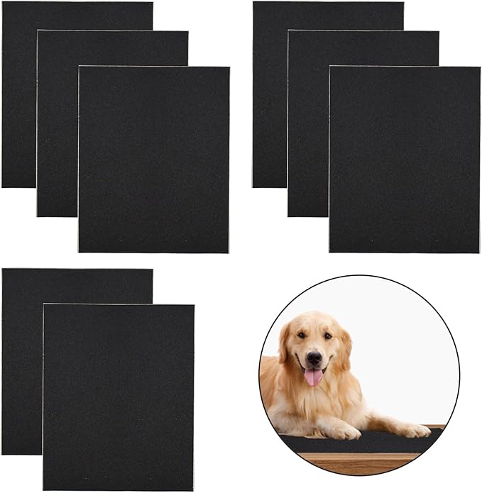 8 pcs Dog Scratch Replacement Pad, Self-Adhesive Emery Paper Scratching Dog Pad Replaceable Sticky Sandpaper Dog Scratch Board, Trim, Nail Care, File Scratch Board for Dog Cat Claw Care, 11 * 9 in