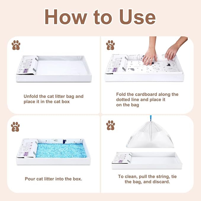 12 Pack Litter Box Liners Compatible with Safe Pets Scoopfree Cat Litter Box Tray Refill, Large Cat Waste Poop Bags with Anti-scratch Cardboard and Drawstring Heavy Tear-resistant- 37" x 16"