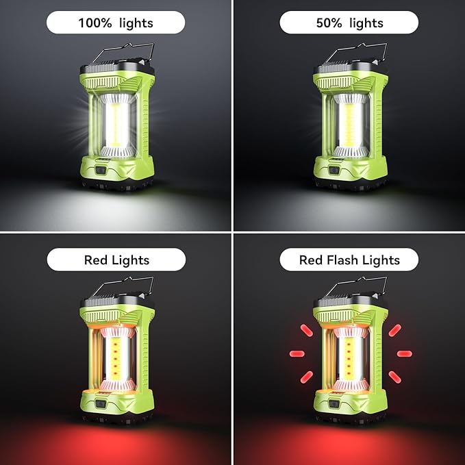 AlpsWolf Camping Lantern Rechargeable, 1000LM 4 Light Modes Camping Light 4000mAh Rechargeable Lantern for Power Outages Portable Waterproof Camping Lamp Camping Essentials for Emergency, 2 Packs