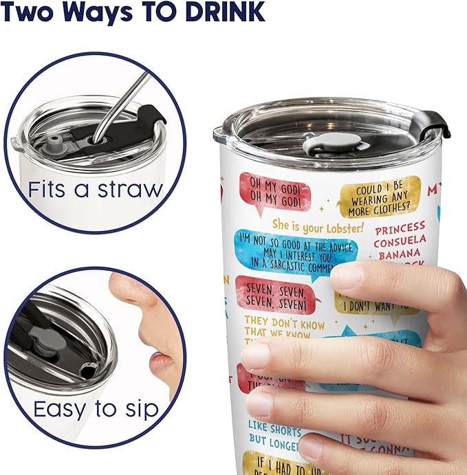 34HD Friends TV Show Tumbler 20oz – I'll Be There For You Quote – Insulated Stainless Steel Travel Mug for Hot and Cold Drinks – Funny Gift for Women and BFF Fans