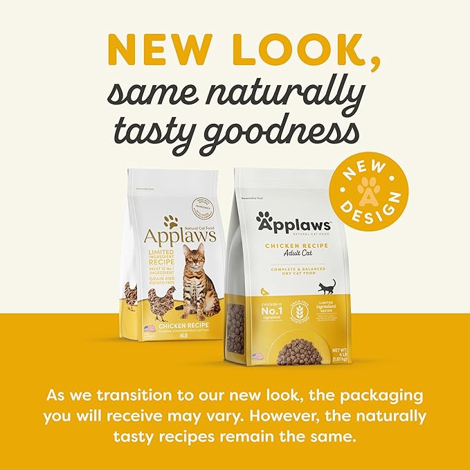 Applaws Complete Dry Cat Food, Grain-Free, Limited Ingredient Cat Food with Added Vitamins & Minerals, Protein, Natural Cat Food, Supports Digestion, Chicken (4 Pound Dry Cat Food)