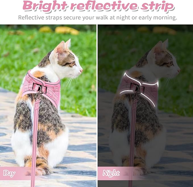 Cat Harness and Leash Escape Proof,Soft Adjustable Kitten Vest Harness for Walking Reflective Easy Control Pet Harness for Cat Small Dog Puppy