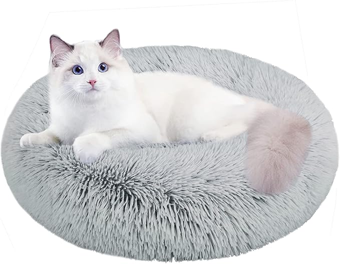 Nisrada Cat Beds for Indoor Cats,20 Inch Dog Bed for Small Melium Large Dogs, Washable-Round Pet Bed for Puppy and Kitten with Slip-Resistant Bottom