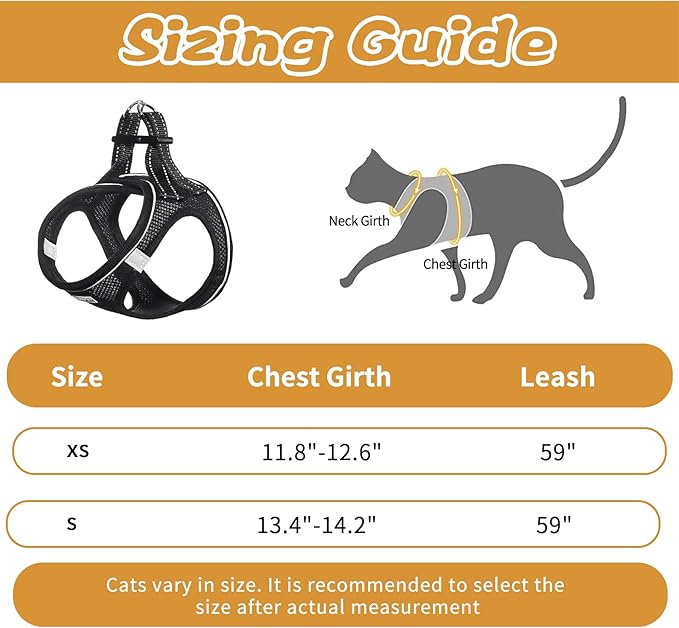 Cat Harness and Leash Escape Proof,Soft Adjustable Kitten Vest Harness for Walking Reflective Easy Control Pet Harness for Cat Small Dog Puppy