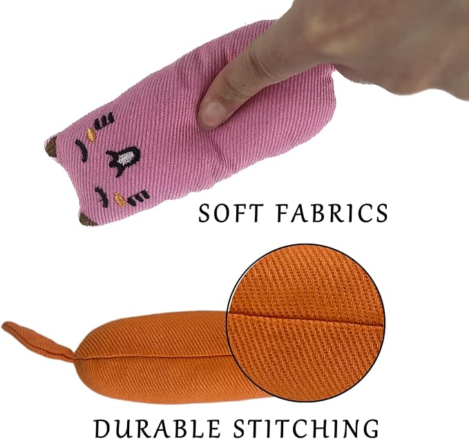 5 Pcs Cat Catnip Toys, Interactive Toy Cat Bite Resistant Chew Toy for Indoor Cats, Kittens Kitty Pillow Toys Soft, Catnip Filled Cartoon Mice Cat Teething Chew Toy