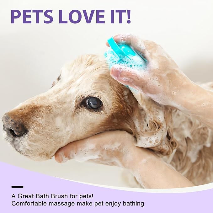 4 in 1 Pet Grooming Kit, Self Cleaning Slicker Brush for Dogs Cats & Small Animals, Dog Brush for Shedding Short Long Haired Dogs. Removes Loose Undercoat, Tangled Hair, Bath Brush