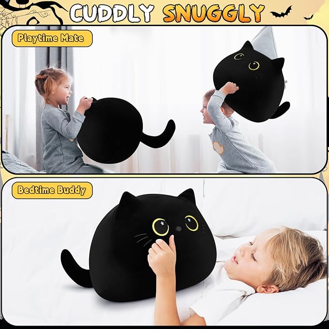 Auspicious beginning 19'' Black Cat Plush- Giant Black Cat Stuffed Animal, Large Soft Plushie Kawaii Plushies with Star Eyes Body Pillow, Soft Stuffed Animal Toys Christmas BirthdayGifts for Kids