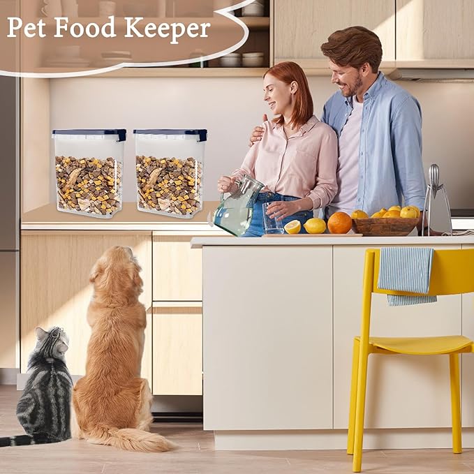 8 Lbs Dog Food Storage Container with Scoop - Airtight Cat Food Container - Buckle-Lock Pet Food Container for Dog, Cat, Bird Seed - Dog Treat Container Dry Food Storage Bin - Royal Blue
