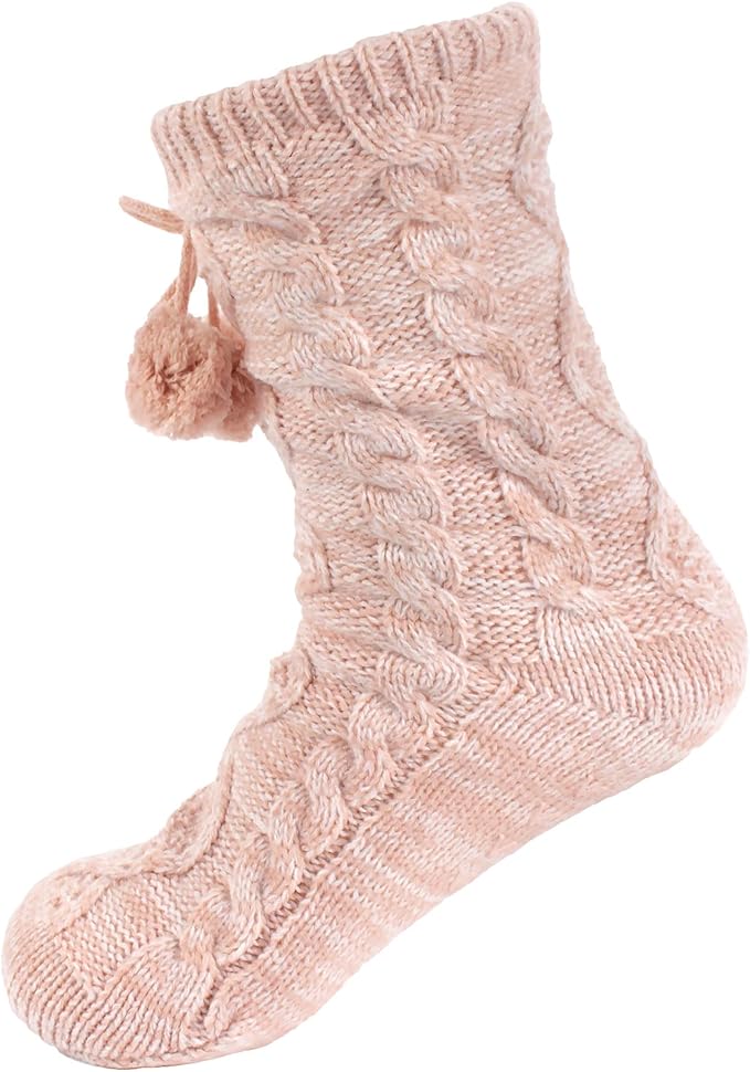 BambooMN Extra Thick Cozy Fuzzy Animal Thermal Cabin Plush Fleece-lined Knitted Crew Socks