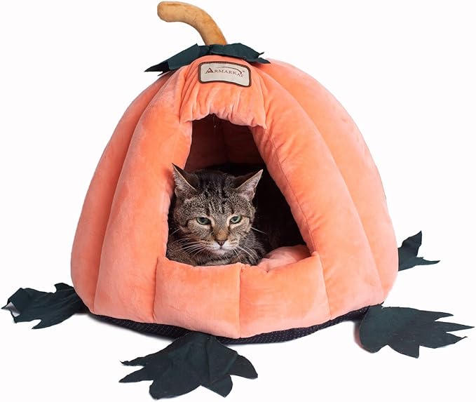 Armarkat Cat Bed Model C85CCS Pumpkin Shape, Orange, 20 x 20 x 16
