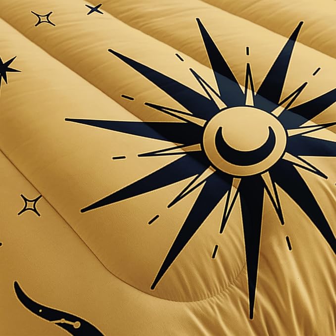 AILONEN Sun and Moon Comforter Set for Teens Boys Kids Girls, Galaxy Astrology Bedding Set Queen Size,Bohemian Sun Moon Quilted Duvet,Galaxy Astrology Quilt,1 Comforter 2 Pillowcases 3 Piece