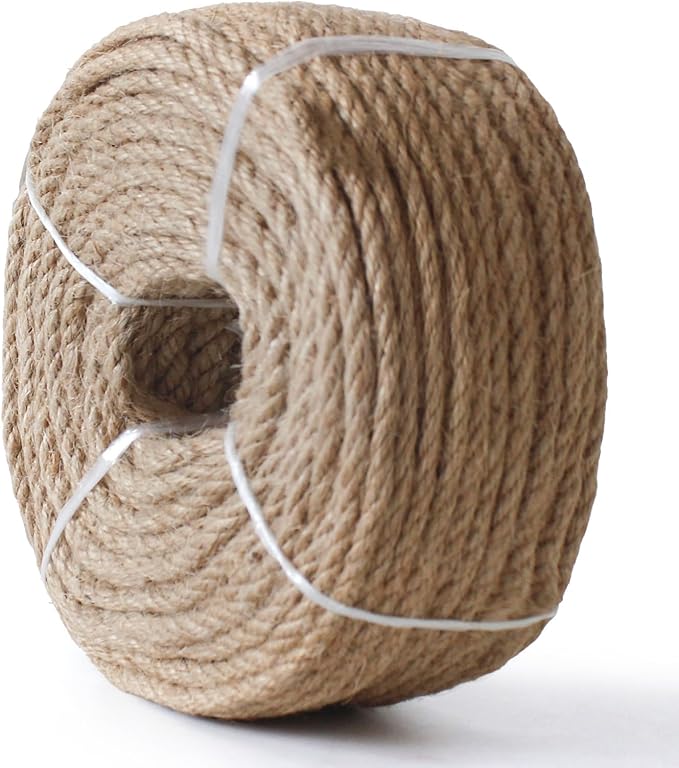 6mm 164 Feet Nature Jute Twine, Jute Rope for Cat Scratching Post DIY Arts Crafts Gardening Bundling Home Decor