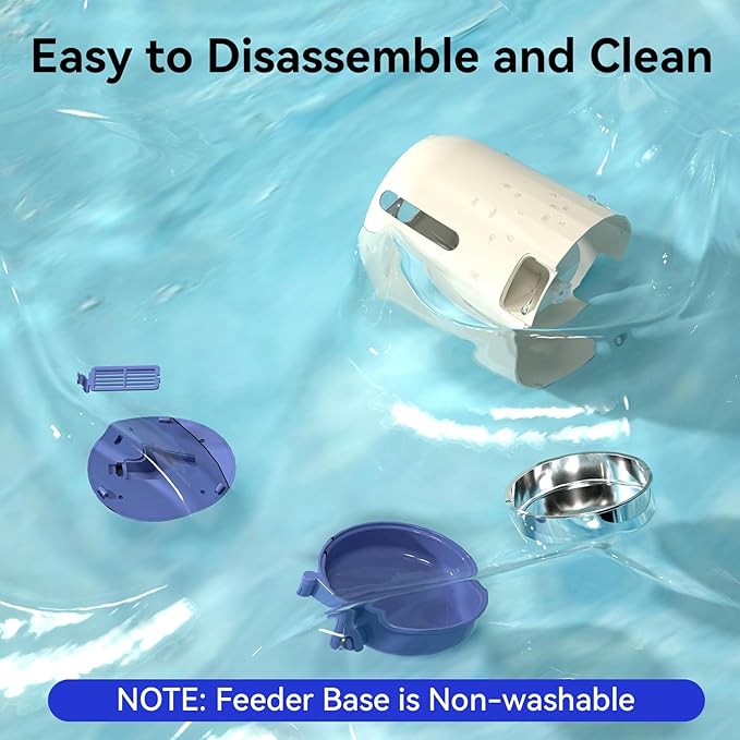 Automatic Cat Feeder with Dual Power Supply, 3L Capacity, Timer Function, Moisture Resistant Design, Detachable for Easy Clean, Blue