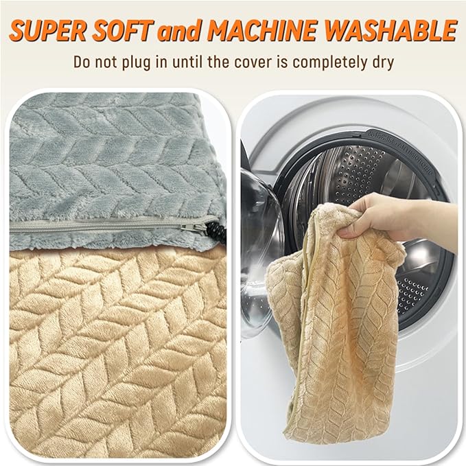 Heeyoo Pet Heating Pad, Adjustable Temperature Dog Cat Heating Pad with Timer, Waterproof Heated Dog Bed with Chew Resistant Cord, Auto Power-Off Indoor Pet Heated Mat for Dogs and Cats