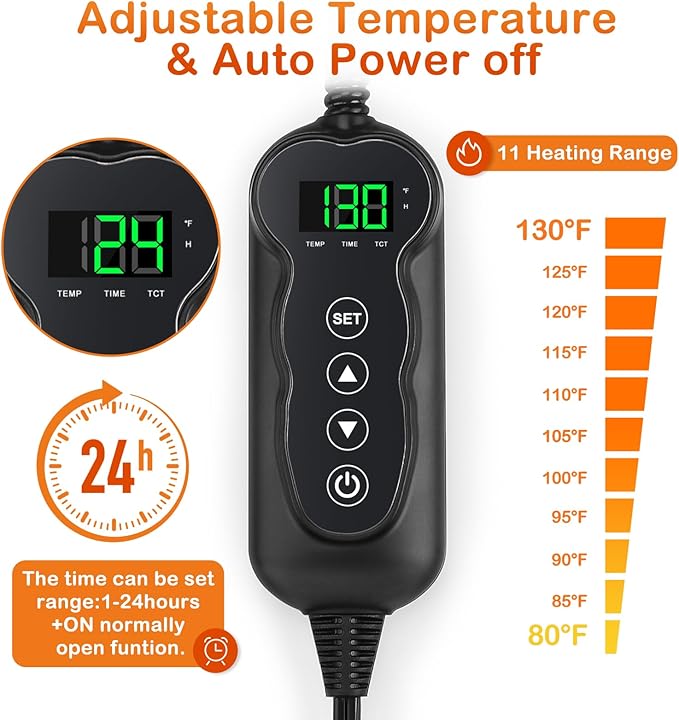 GASUR Pet Heating Pad, Waterproof Electric Dog Cat Heating Pad with Timer, Temperature Adjustable Heatded cat Bed for Winter,Auto Power-Off,Anti-bite Heating Pad for Dogs Cats -18''x16'', Small