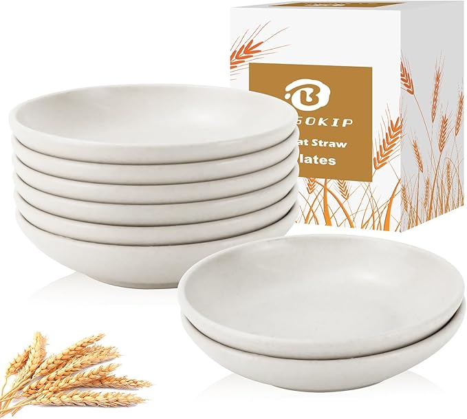 4 Inch Appetizer Plates 8 Pieces, Lightweight and Unbreakable Wheat Straw Plates, Small Sauce Plate, Mini Serving Bowls for Side Dishes, Condiment, Appetizer (White)