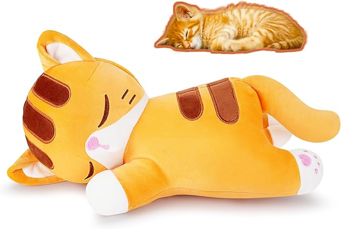 Achwishap Cat Stuffed Animal,Cat Plush Pillow,Soft Kitten Plush Kawaii Hugging Pillow,Cute Plush Toys Cuddle Plushie for Kids Adults Gifts Birthday(Orange Cat,14”)