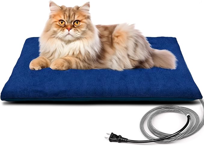 Pet Heating Pad for Cats Dogs,Cat Heating Pad Mat Constant Temperature Pet Cat heated Pad Mat Waterproof with Chew Resistant Cord,Indoor Heated Cat Bed Pet Blanket Cat Warmer Pad with Fleece Cover