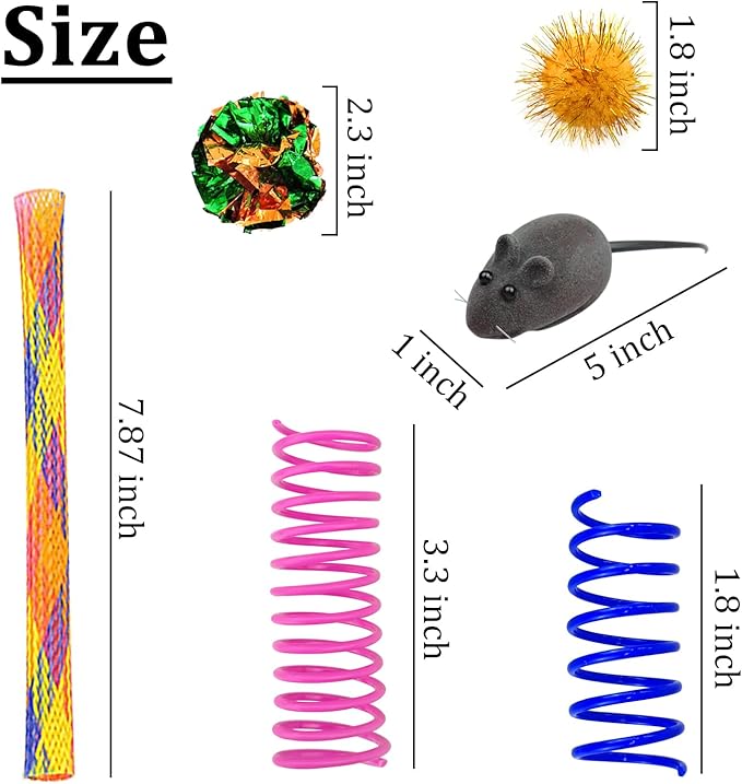 Andiker Cat Toys for Indoor Cats, 4 Big Cat Springs & 8 Small Springs Cat Interactive Toy for Swatting, Biting, Hunting Cat Creative Toy to Kill Time and Keep Fit Colorful Plastic Spring (26pc)