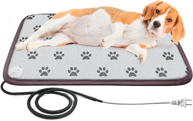 Dog Heating Pad, Heat Mat for Puppies, Waterproof Pet Heater, Whelping Heat Pad, Dog Beds for Indoor Dogs (Grey, 28x18 in)