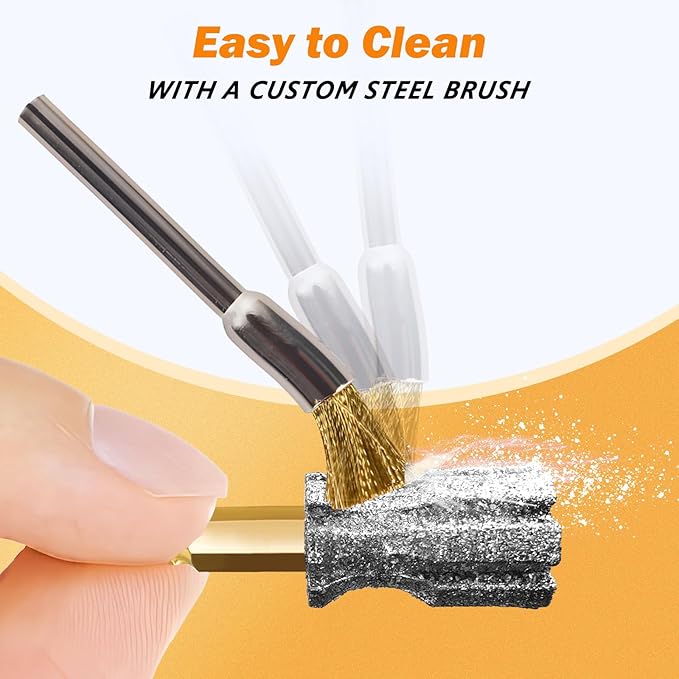 Anti-Clogging Pet Nail Grinder Head, Faster Cooling Dog Nail Grinding Bit with Steel Brush Compatible with Casfuy & Many Brands for Small Medium Large & Anxious Dogs - Don't Cover It
