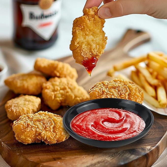 4 Inch Dipping Bowls 8 Pieces, Lightweight and Unbreakable Wheat Straw Plates, Small Soy Sauce Dishes, Small Serving Bowls for Side Dishes, Condiment, Appetizer (Black)