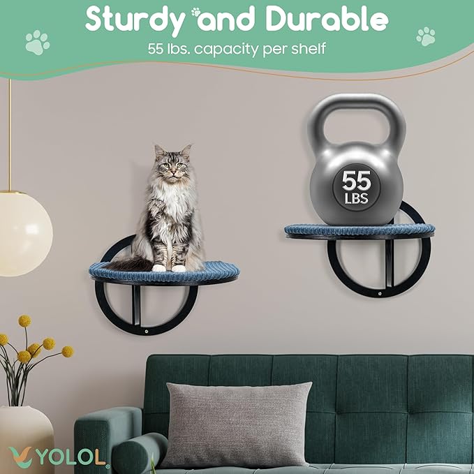 Bubble Cat Wall Shelves - Black Cat Wall Hammock,Modern 5 Large Steps & perches, Sturdy Indoor beds with Cushion for Sleeping, Climbing, Mount Scratcher - Decor Furniture, Easy Installation