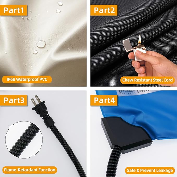 Pet Heating Pad, 6 Adjustable Temperature Heated Dog Cat Bed with Timer,Indoor Warming Heated Mat Pad with Chew Resistant Cord,19.7 x 15.7 Inches