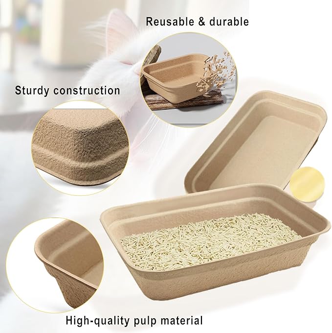 8 Pack Disposable Cat Litter Box, 17 x 13.2 x 4 Inch Large Kitty Litter Box Pans Paper Cat Litter Tray for Hamster, Guinea Pig, Rabbit, Portable