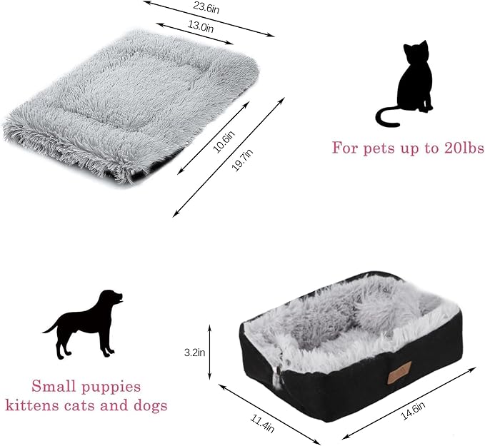 Cat Bed Small Dog Bed 24''X20'' Self Warming Cat Bed Self Heating Cat Pad Extra Warm Thermal Kitten Beds for Indoor Outdoor Kittens Small Pets (Black)