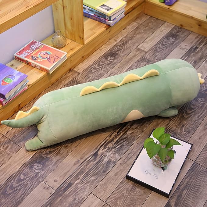 37.40'' Long Dinosaur Plush Pillow Toy Dinosaur Stuffed Animals Cute Cartoon Sleeping Soft Long Body Pillow Gift for Kids (Green)