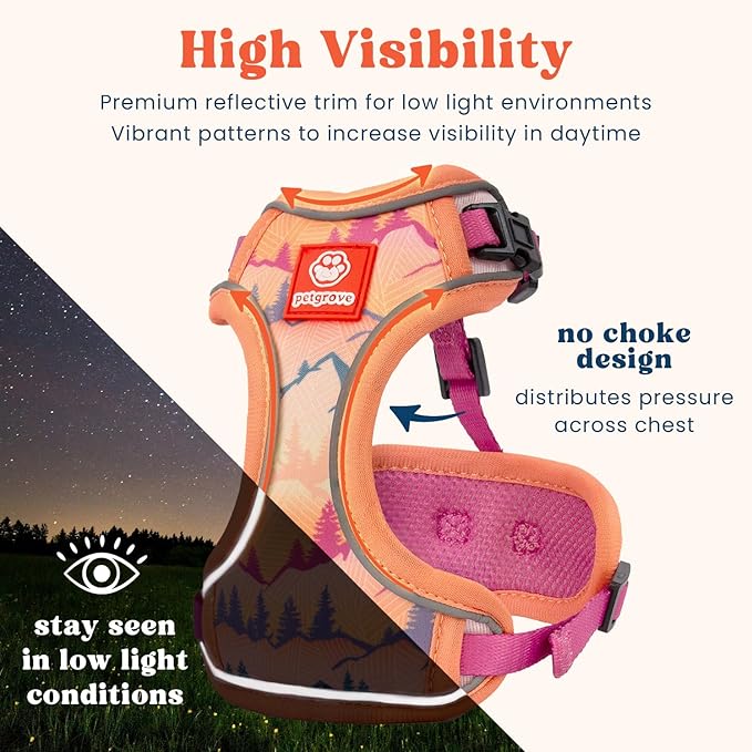 Cat Harness and Leash Set for Walking, Escape Proof Vest Harnesses for Cats, Breathable Mesh with Reflective Strips - (Sienna Mountains), X-Small