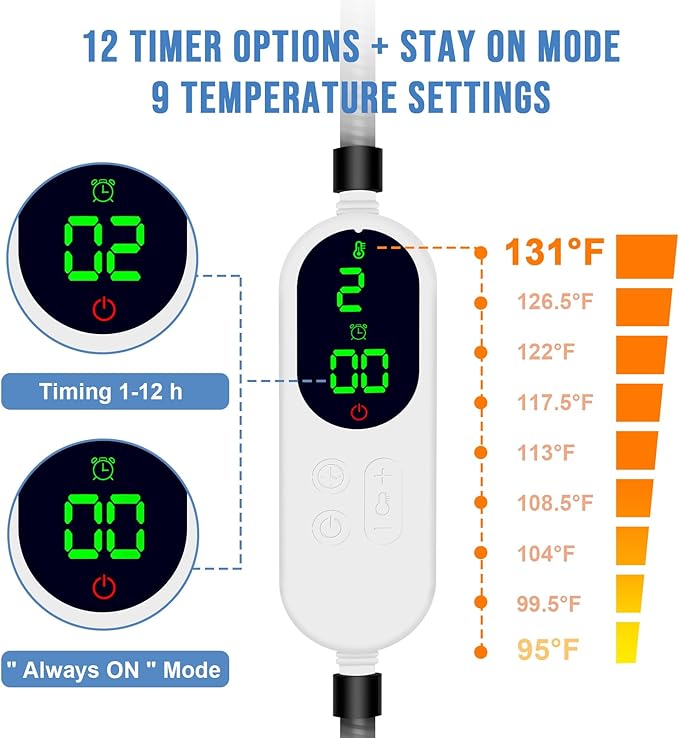 Cat Heating Pad Indoor, Electric Pet Heating Pad for Cats and Dogs, Heated Cat Pad with 12 Level Timer 9 Level Temperature, Heated Pet Blanket for Cats Puppy with Chew Resistant Cord (18×18 inch)