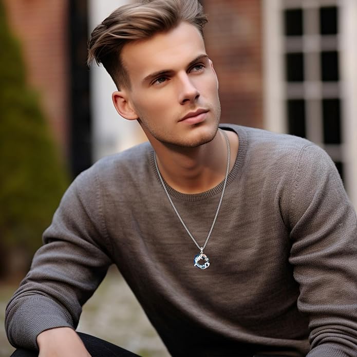 Black Cat/Dolphin/Bat Necklace Animal Pendant 925 Sterling Silver Cute Animal Jewelry Graduation Gifts for Women Men Animal Lovers Christmas Holiday Birthday Fathers Day