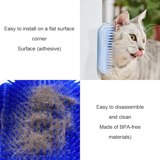 5Pack Self Groomer - Soft Face Massager with Catnip Pouch, Grooming Brushes for Indoor Cats, Comfort Rubbing Post Wall Corner Scratcher Comb for Long & Short Fur
