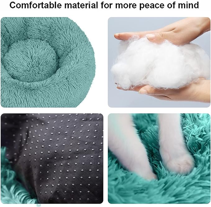Dog Bed for Small Medium Large Dogs, 24 inch Calming Dogs Bed, Washable-Round Cozy Soft Pet Bed for Puppy and Kitten with Slip-Resistant Bottom