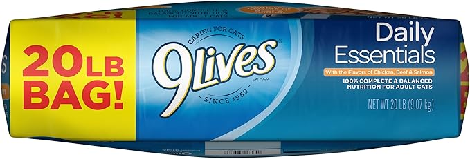 9Lives Daily Essentials Dry Cat Food With Chicken, Beef & Salmon Flavors, 20 lb Bag