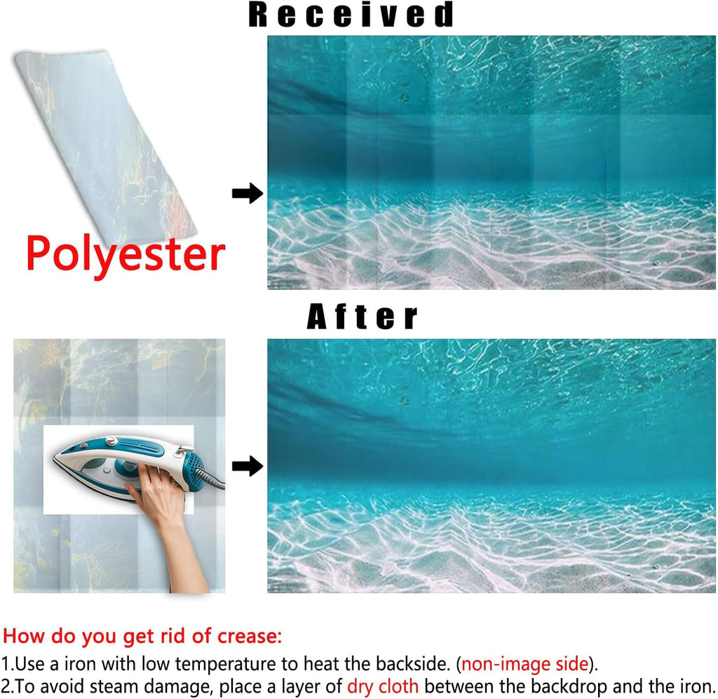 30X18IN Natural Undersea Aquarium Background, Undersea Beach Fish Tank Background, with 8 EVA Double-Sided Tape