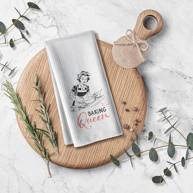 Baking Funny Queen Kitchen Towels,Cute Hand Dishcloth, 16 X 24 Inch Dish DéCor,Joked Bar Baking Flour Sack,Absorbent Tea Towel ,Sweet Gifts For Lover Mom Hostess Women New Home Housewarming Friend