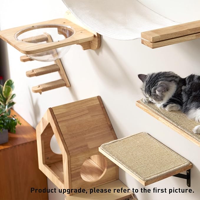 FUKUMARU Cat Bed Wall Mounted, Wooden Cat Furniture, Cat's House, Cats Perch, Cat Tree, Cat Shelves (Birch Plywood)